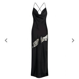 Meshki Chandra Lace Detail Satin Maxi Women's Dress Black size S, worn once!